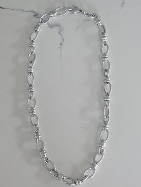 Italian Designer Signed 18" Big Sterling Silver Link Necklace
